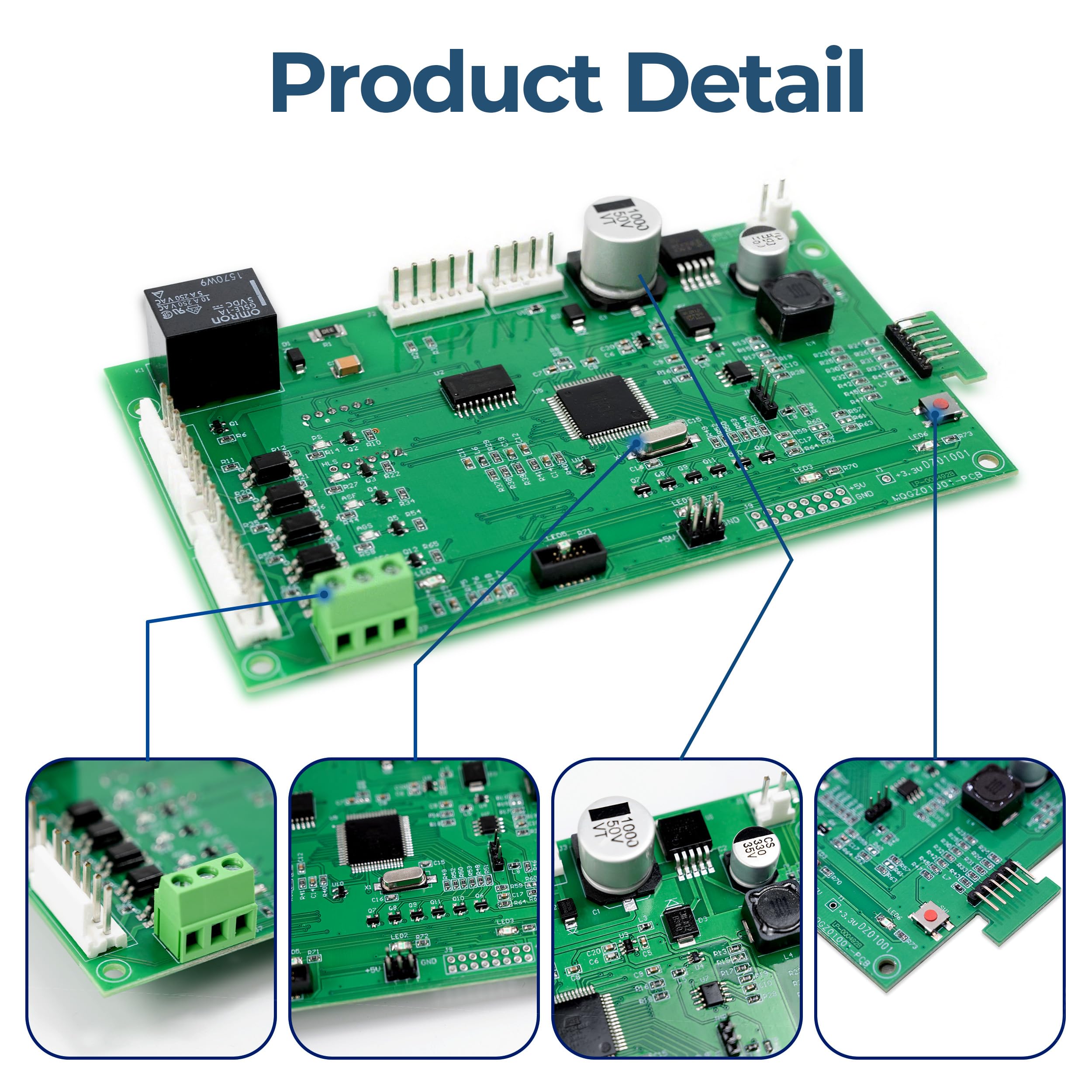 LOTMOVE control board conformal coating texture showing moisture and corrosion protection