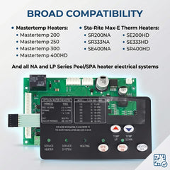 LOTMOVE control board installed inside a Pentair MasterTemp heater demonstrating fitment