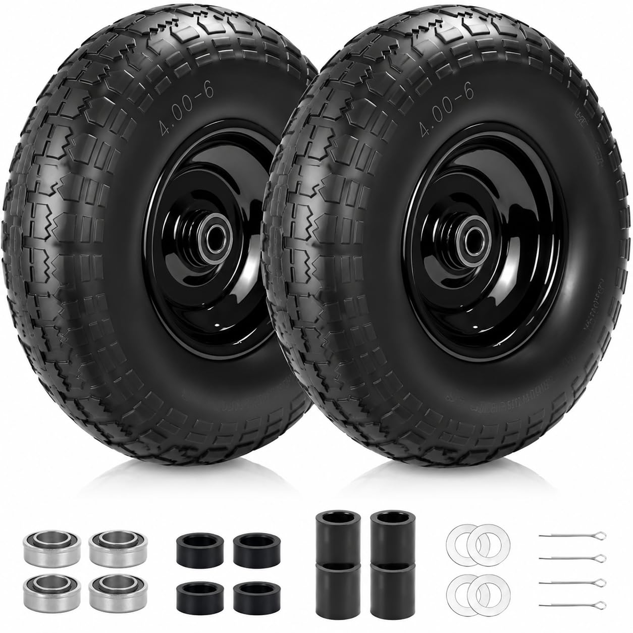 LOTMOVE front view of assembled 13 inch wheel and tire showing ready-to-install benefit