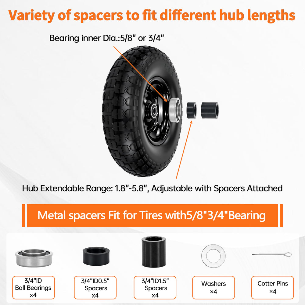 LOTMOVE wheel under load next to ruler showing size and load-support benefit