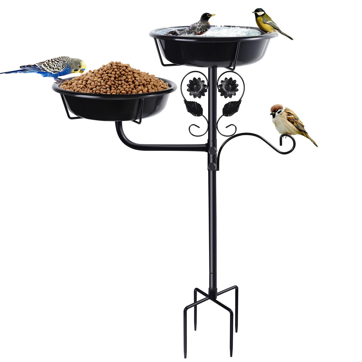 lounginglife front view of metal bird bath showing sturdy design and curb appeal
