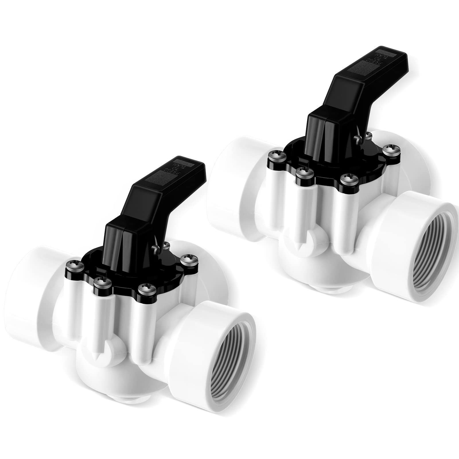 Lounsweer front view of two diverter valves showing compact pair and durability