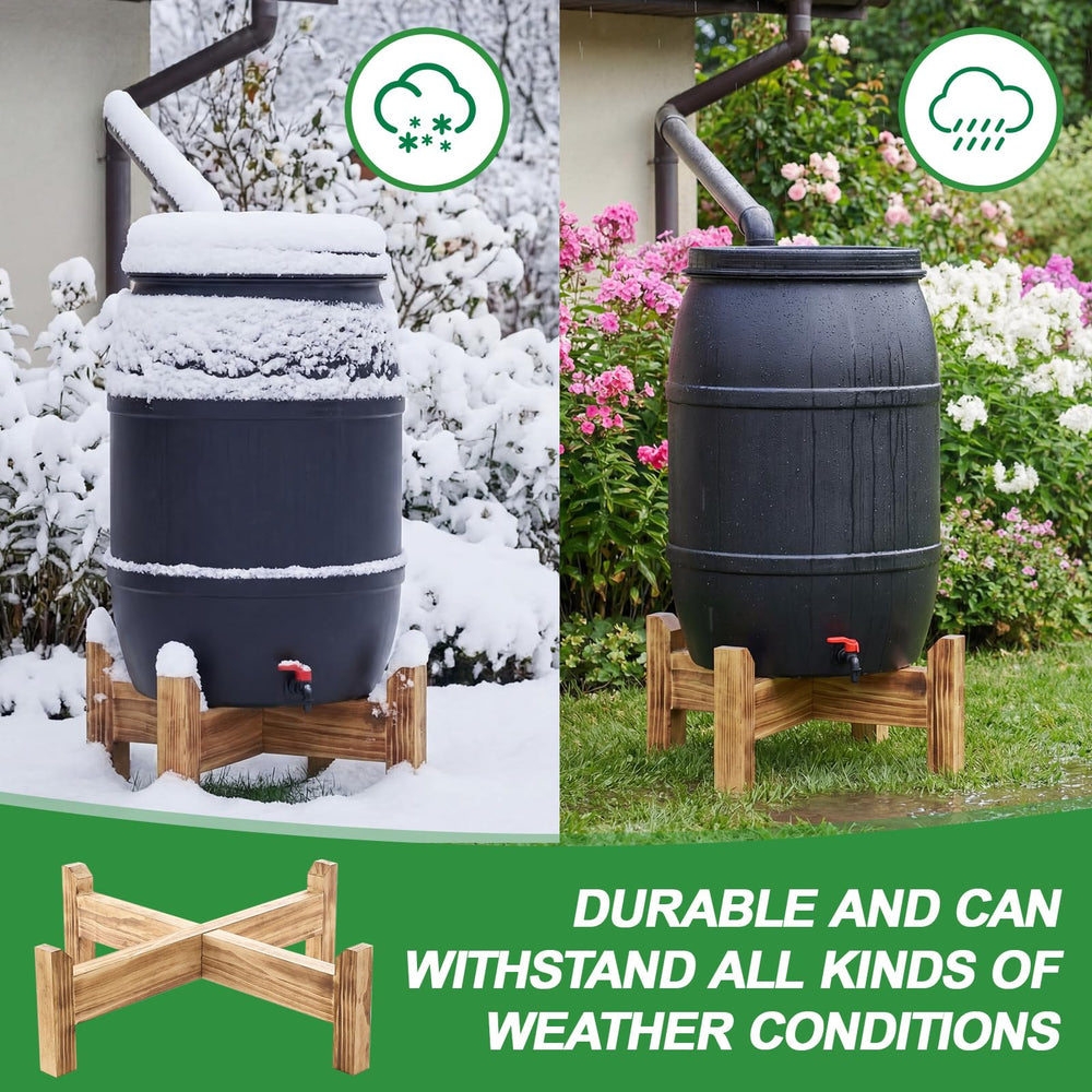 Lounsweer stand with hose connected to barrel demonstrating convenient dispensing