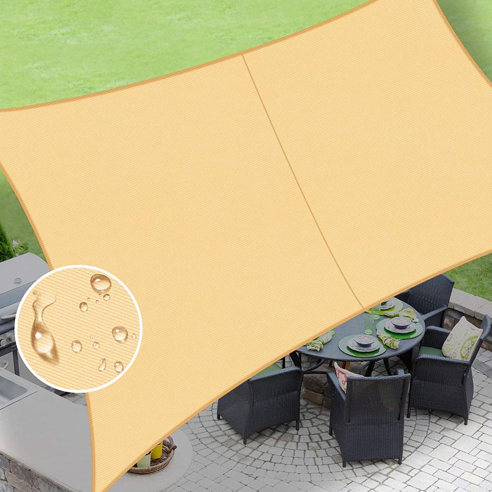 LOVE STORY front view of 6.5'x10' sand shade sail showing full coverage and clean lines