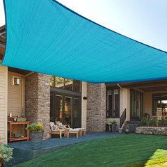 LOVE STORY vista frontal del toldo turquesa mostrando cobertura amplia