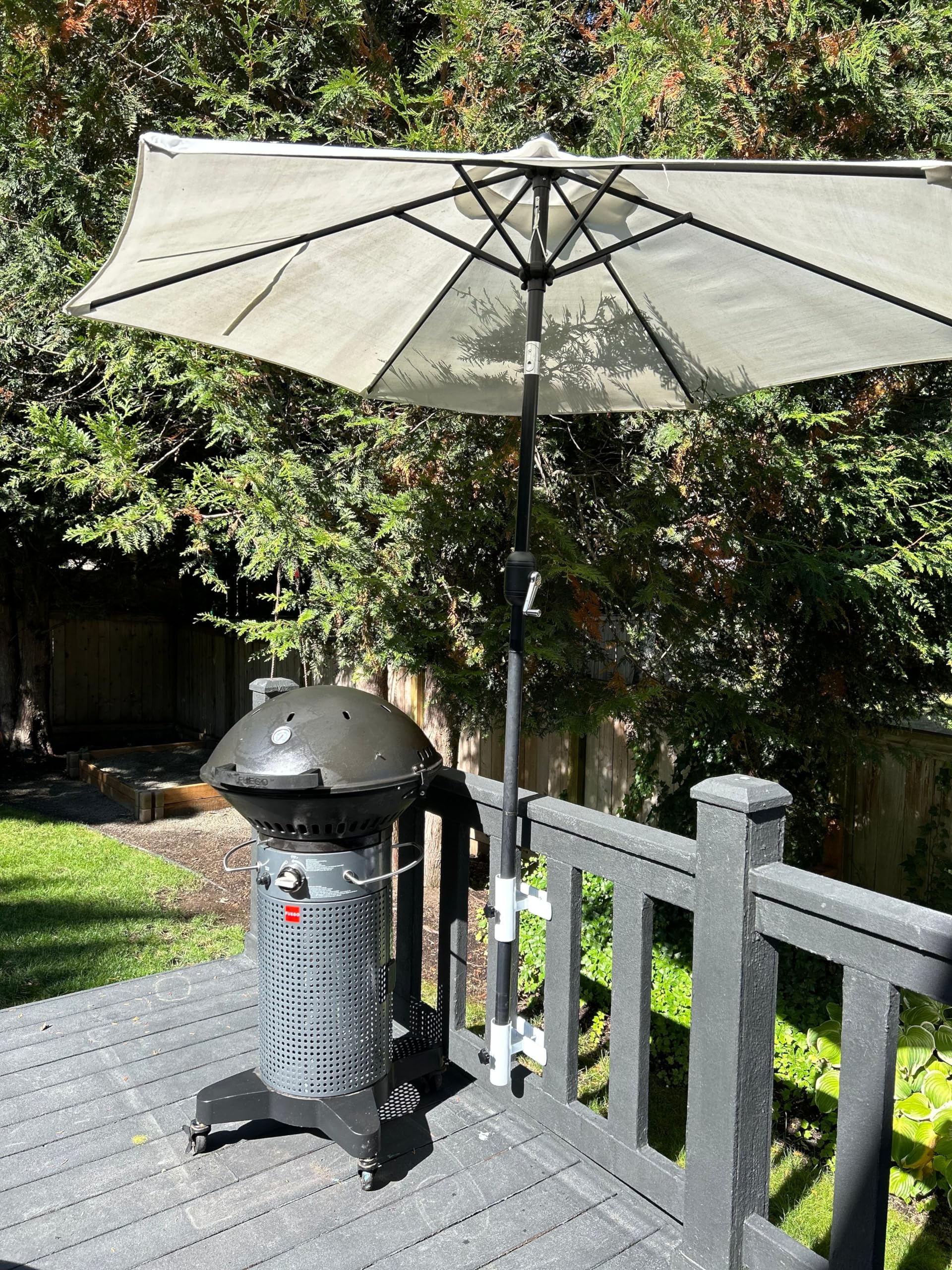 LOVE YOUR DECK scale comparison with chair showing compact footprint benefit