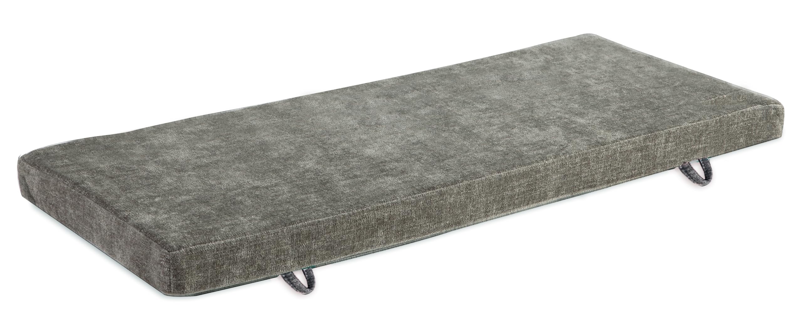 Loveboat front view bench cushion showing greybrown color and neat edges for instant comfort