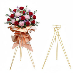 LoveCat front view of gold floral stand showing elegant display and visual impact
