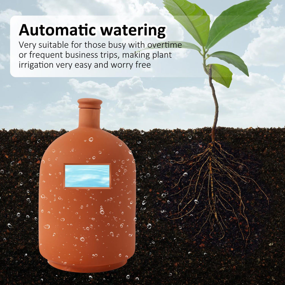Lovely Ran buried olla in pot soil delivering steady moisture to plant roots
