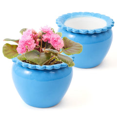 Lovely Ran front view blue lotus pot showing elegant finish and display benefit