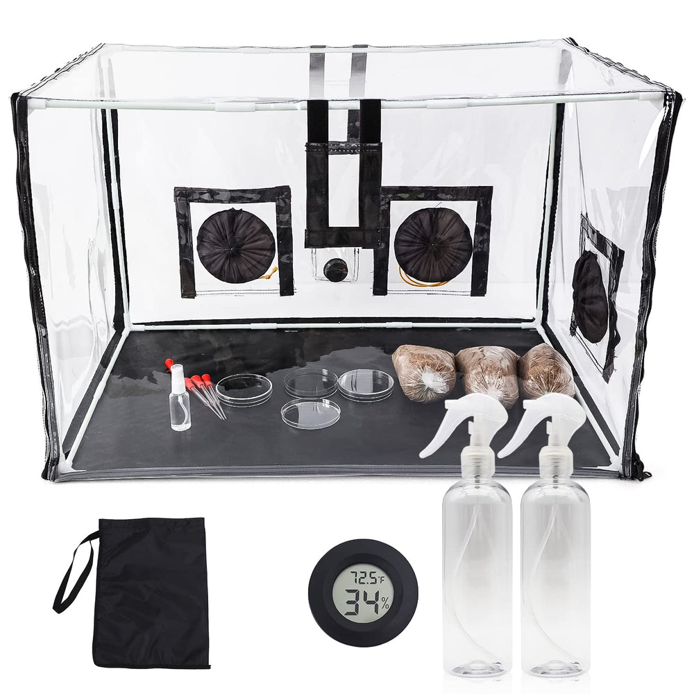 Lovely Ran front view clear tent showing protective workspace benefit