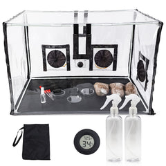 Lovely Ran front view clear tent showing protective workspace benefit