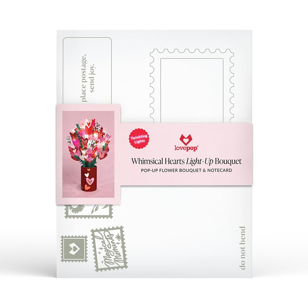 Lovepop bouquet lit on a nightstand illustrating soft LED glow and cozy atmosphere benefit
