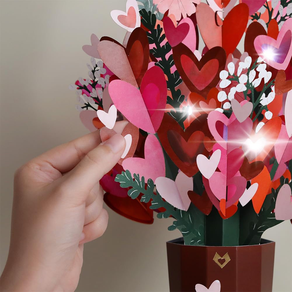 Lovepop close-up of layered heart petals highlighting precise laser-cut detail and visual depth