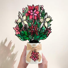 Lovepop poinsettia side profile showing assembled structure and display stability