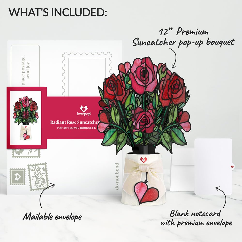 Lovepop blank notecard and envelope included for personal message and ready-to-mail convenience