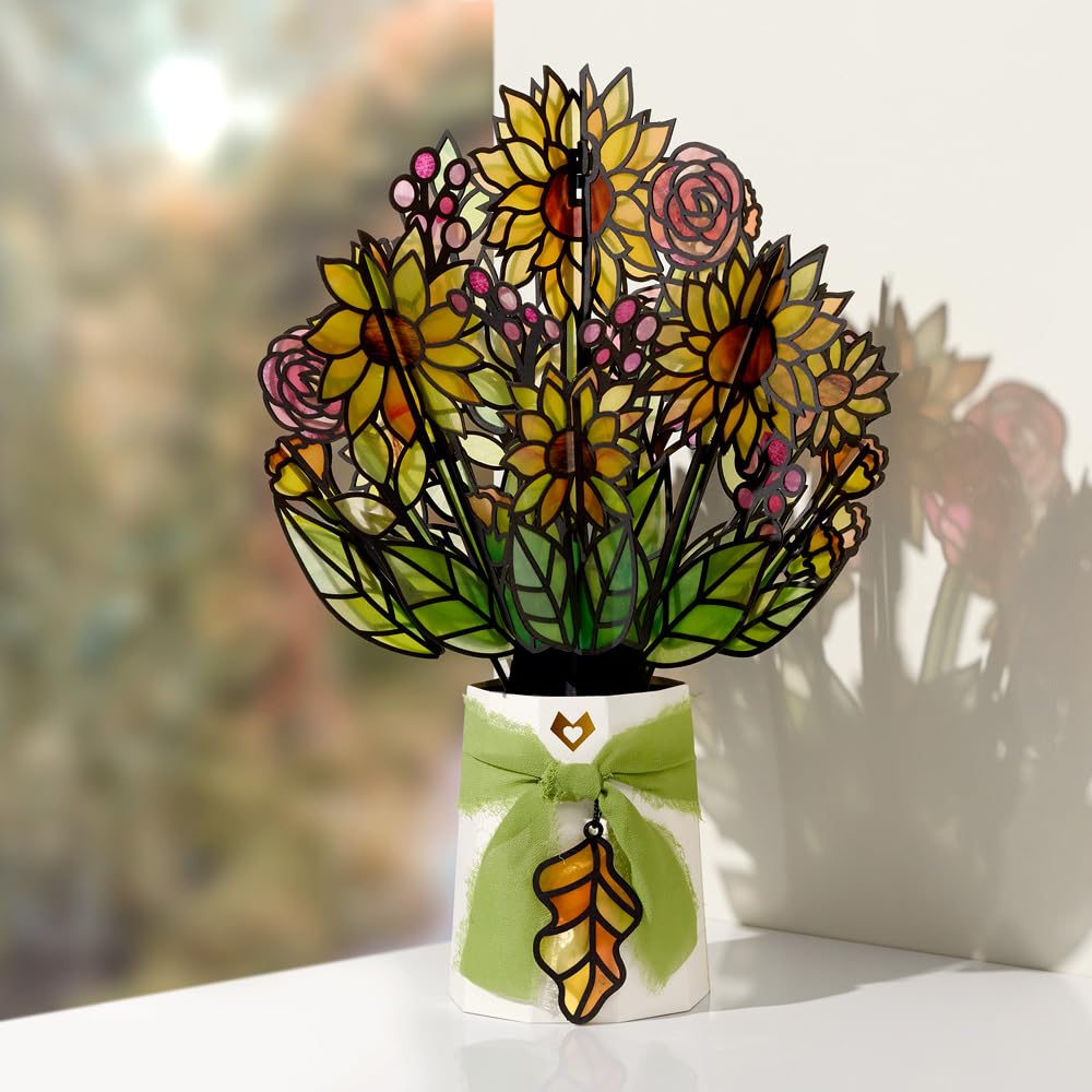Lovepop close-up of laser-cut sunflower petals highlighting intricate detail