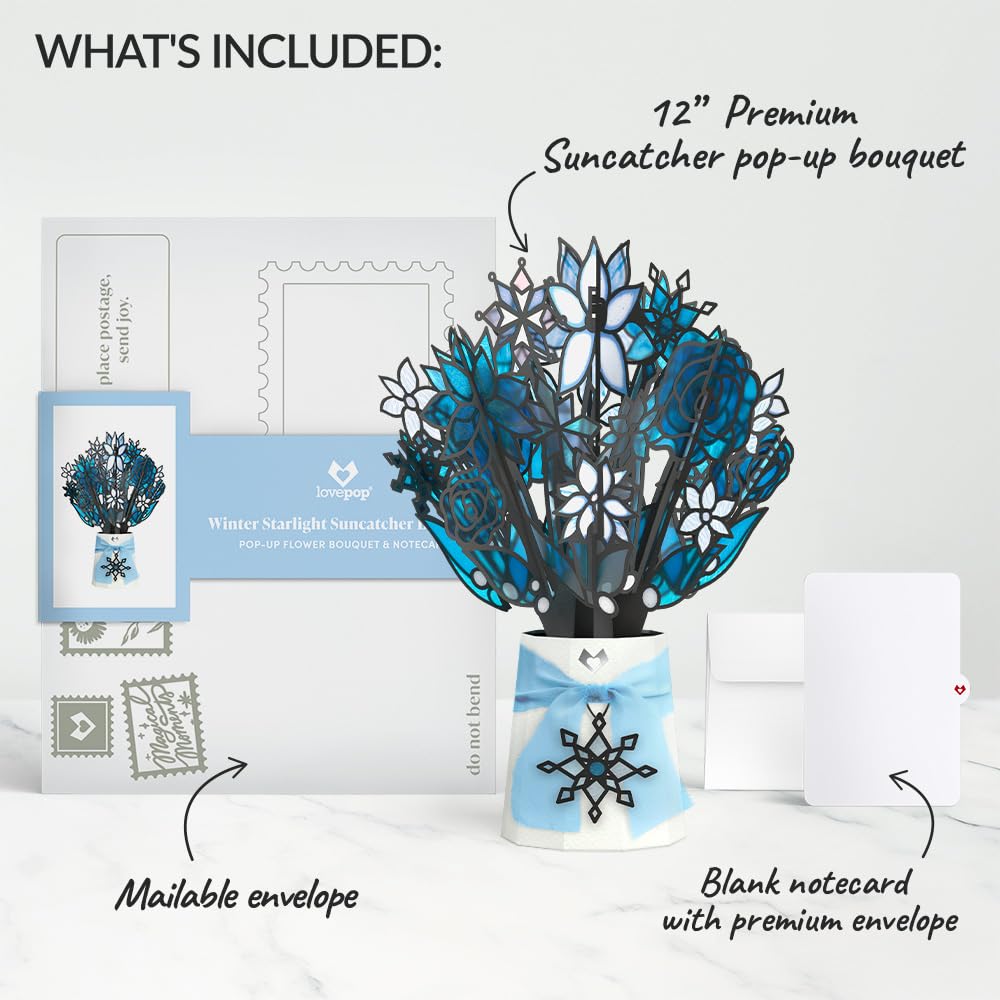 Lovepop held in hand to show scale and portability for mailing and gift-giving