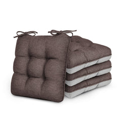 Love's cabin front view of four coffee cushions showing uniform set and visual comfort