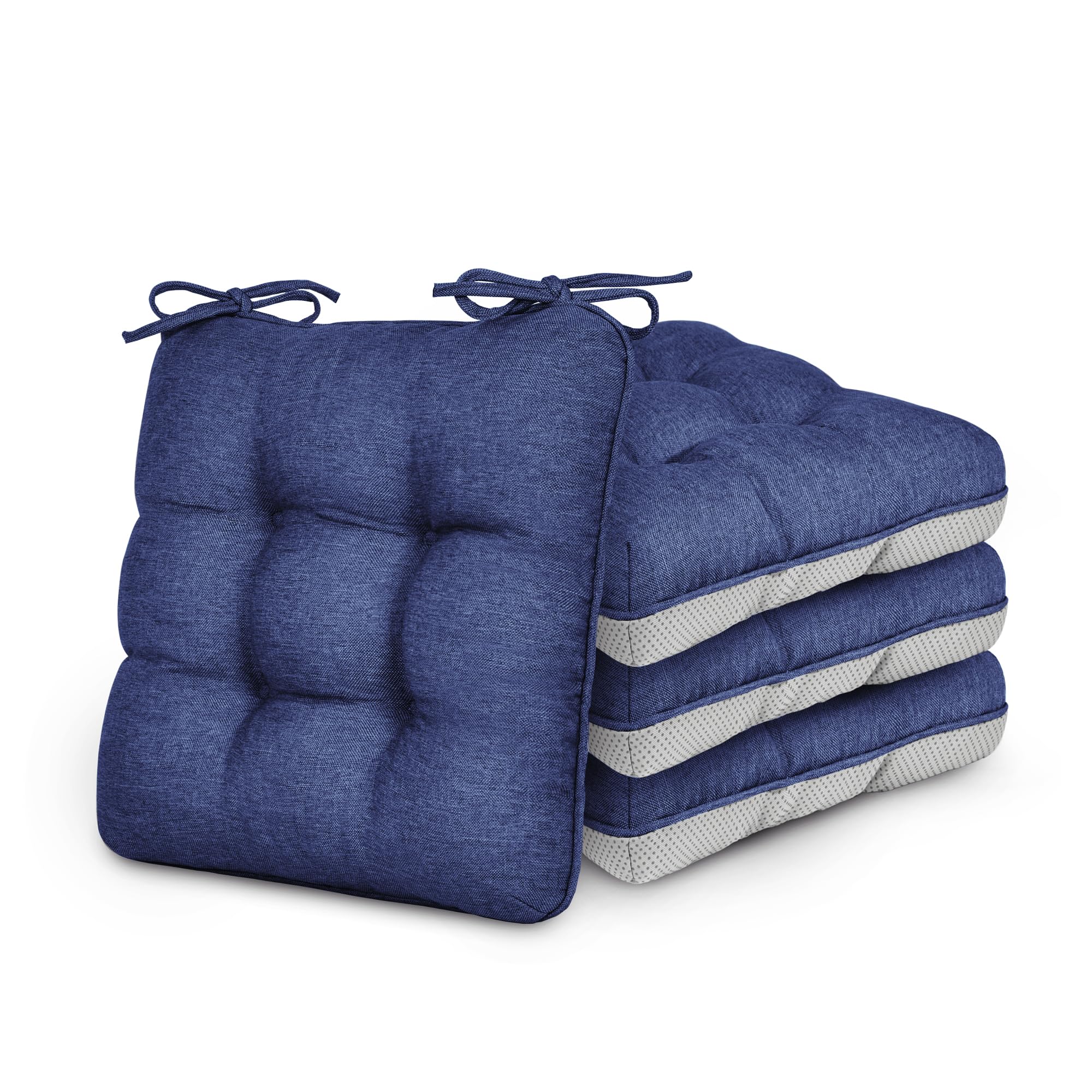 Love's cabin front view navy blue cushion showing neat cover and rounded edges for comfort
