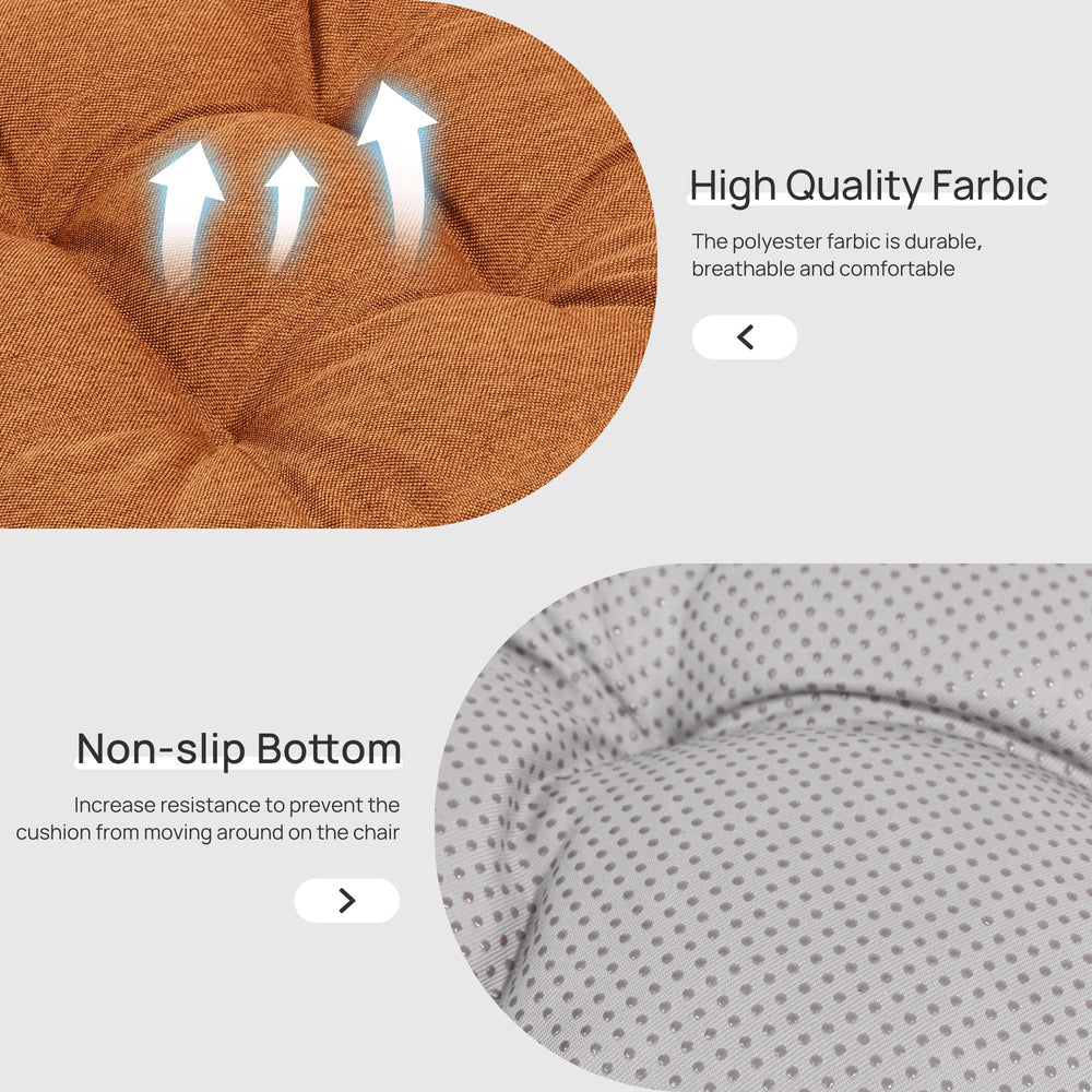 Love's cabin cushion on dining chair in use providing comfort for longer meals