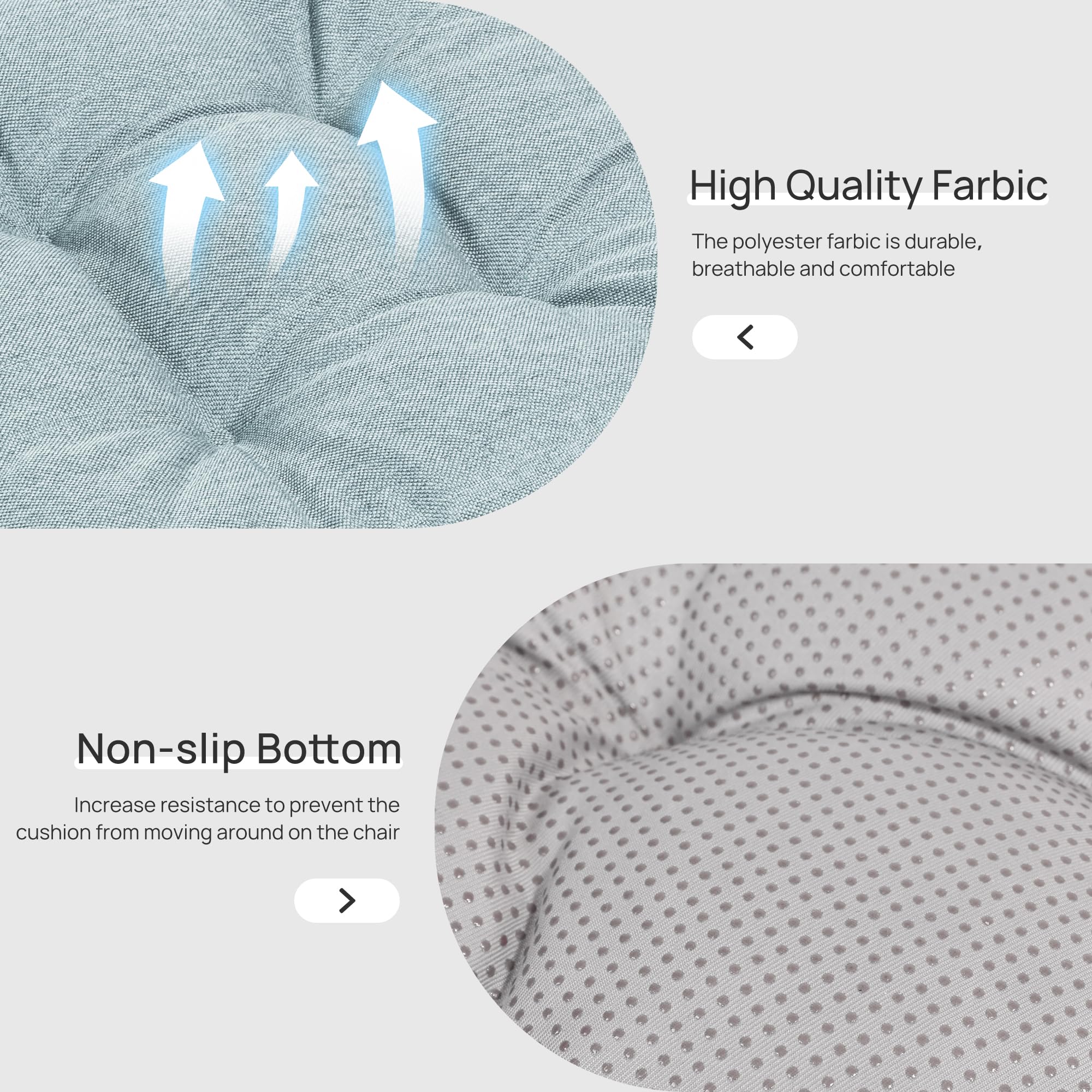 Love's cabin cushion tied on dining chair keeping pad secure during use