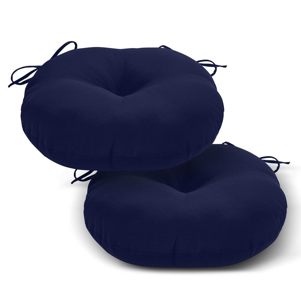 LOVTEX navy bistro cushions front view shows neat round shape and color, enhances patio style