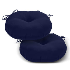 LOVTEX navy bistro cushions front view shows neat round shape and color, enhances patio style