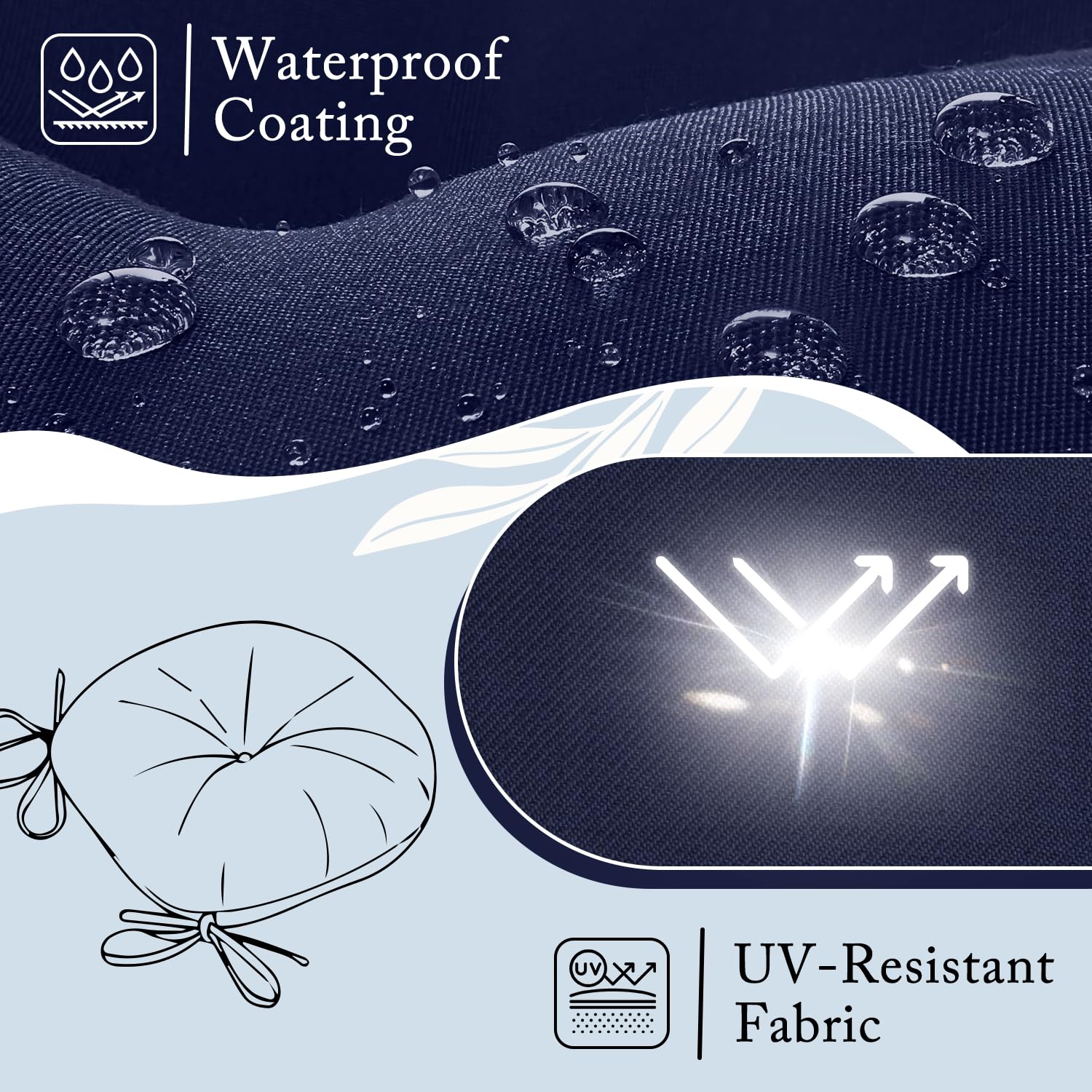 LOVTEX cushion ties and stitching detail illustrating secure attachment and durability