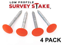LOW PROFILE SURVEY STAKE installed flush in green lawn, stays safe for mowing