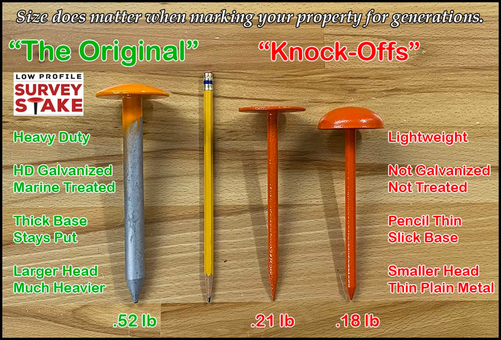 LOW PROFILE SURVEY STAKE in lawn showing easy location and unobtrusive marker