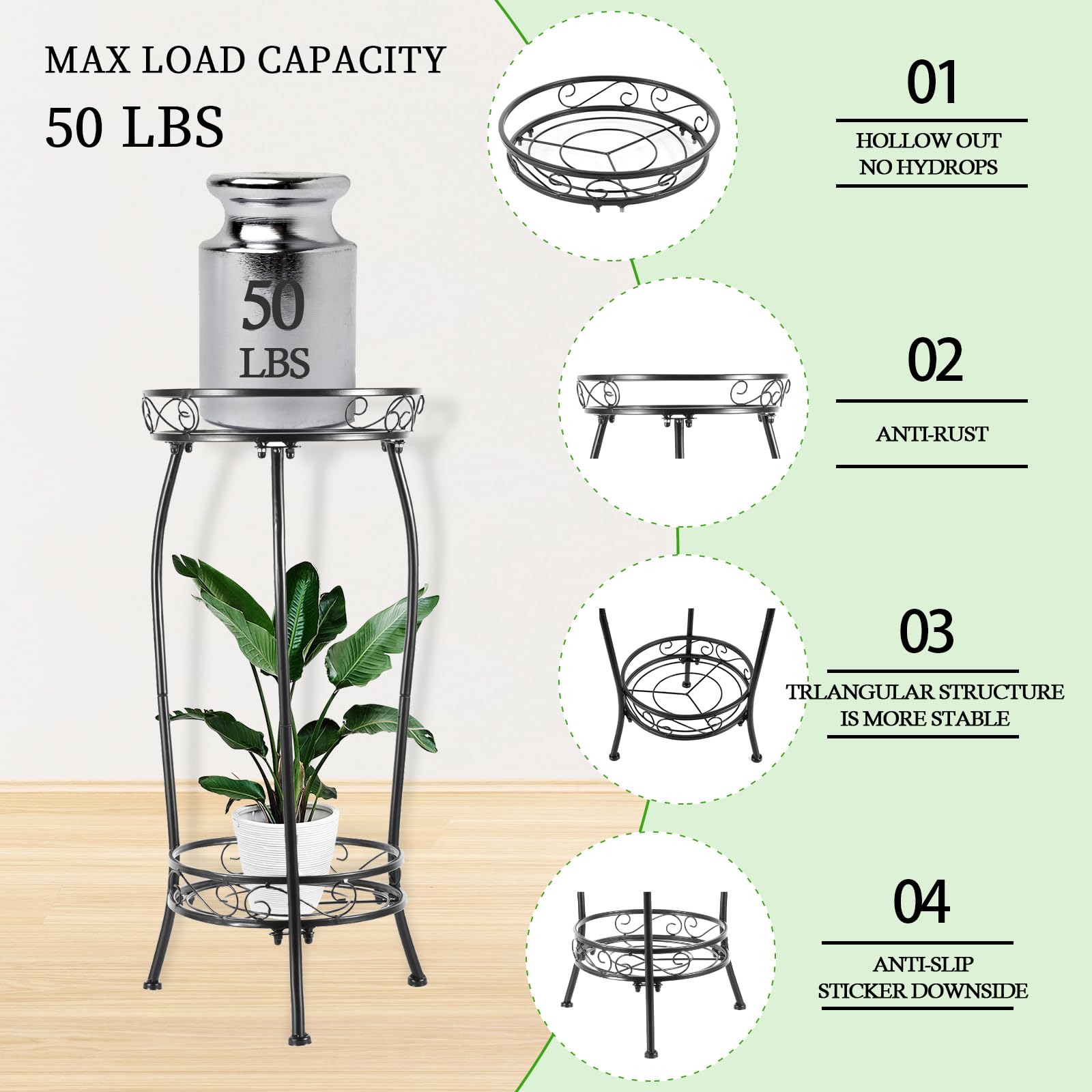 LOYAL TIGER top shelf detail showing support ring that holds up to 11.8-inch pots securely