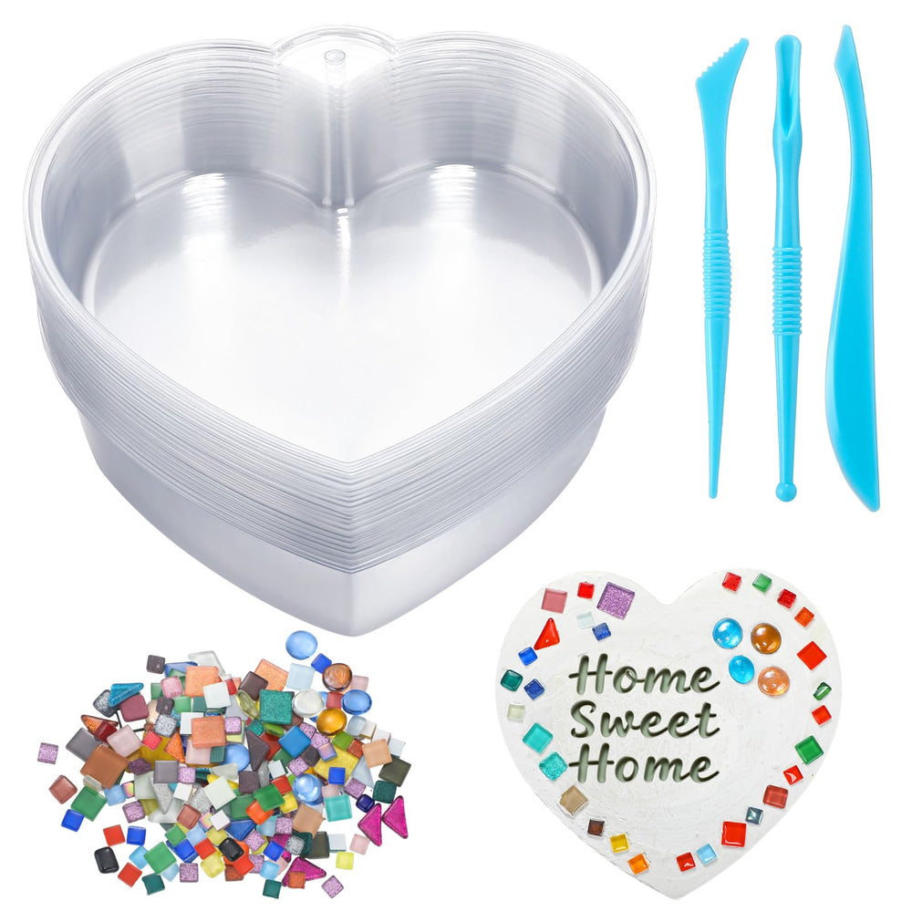 LOYIM front packaging of heart stepping stone kit showing complete contents for easy crafting
