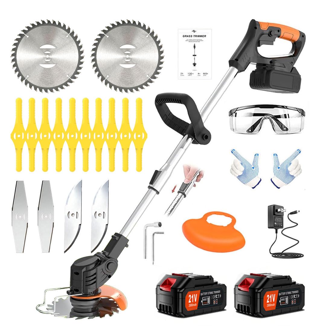 LPFGSLF front view of weed wacker kit showing tool and blades for versatile trimming