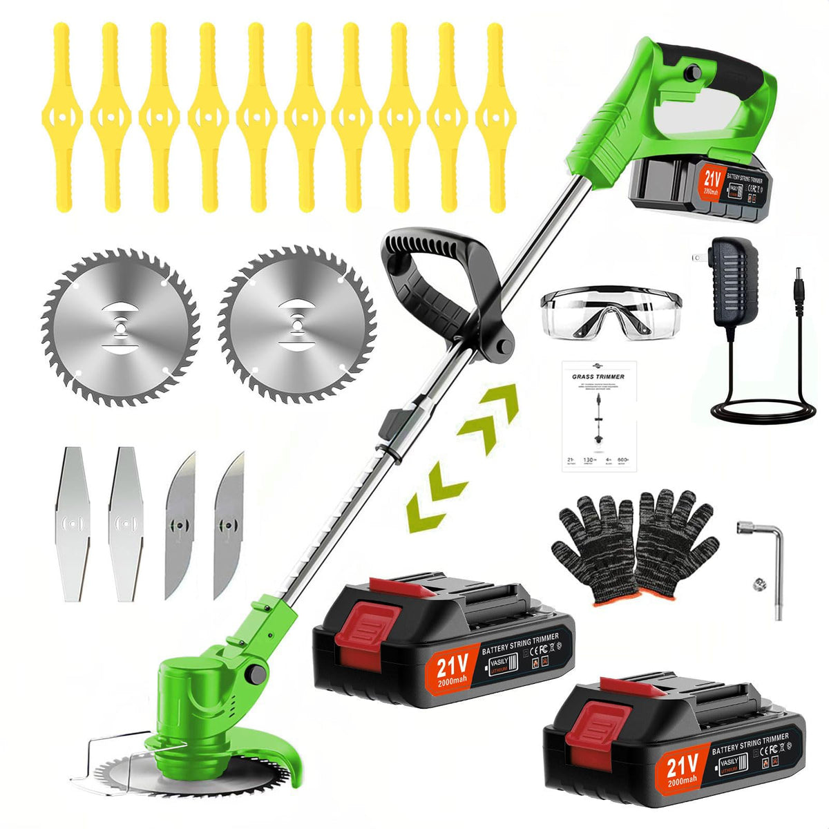 LPFGSLF front view of cordless weed wacker showing compact design and portability