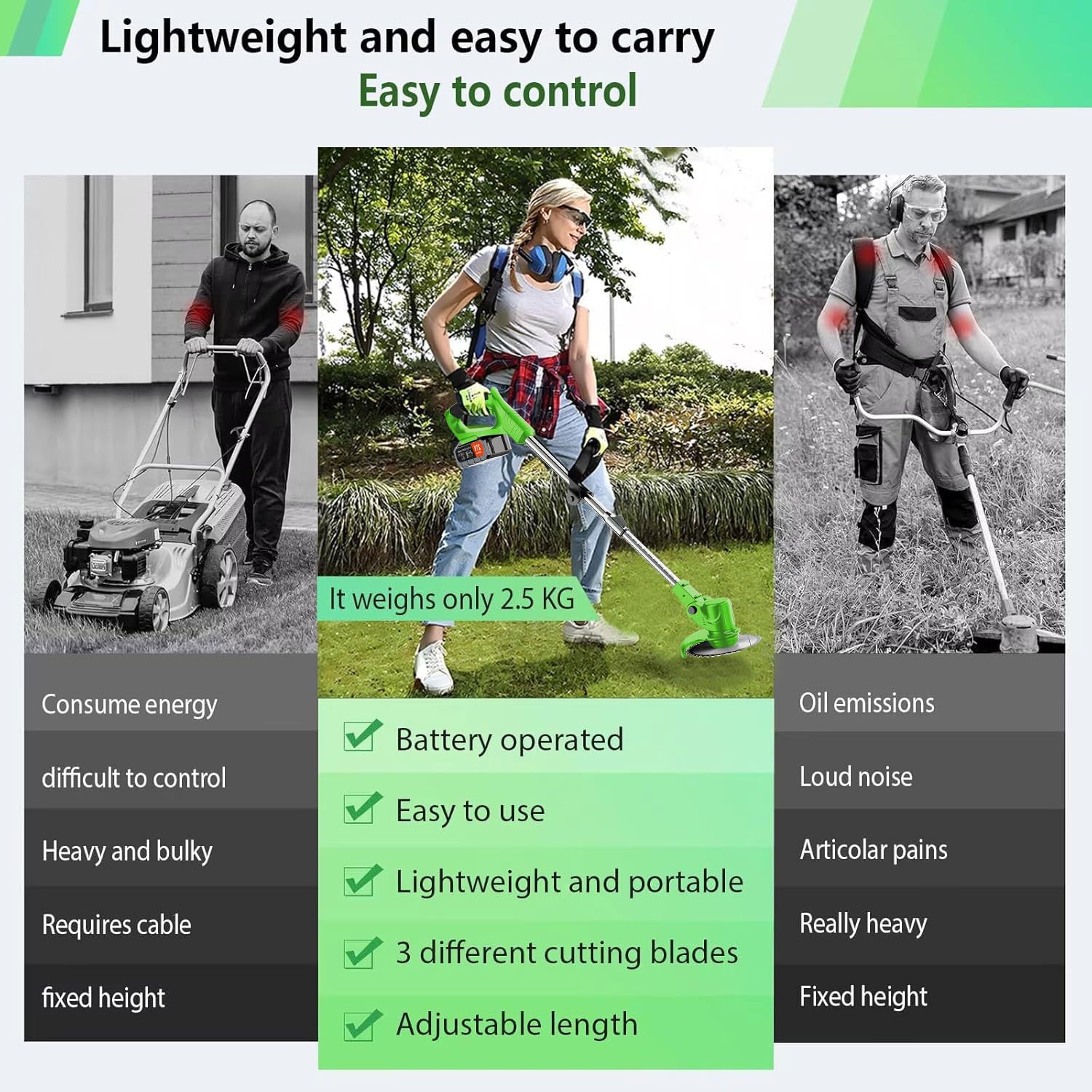 LPFGSLF size comparison with a hand illustrating lightweight, easy maneuverability