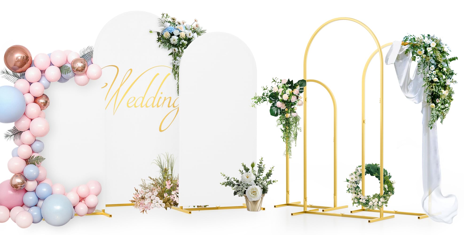 Lphianx gold arched frames front view showing elegant finish and stable base