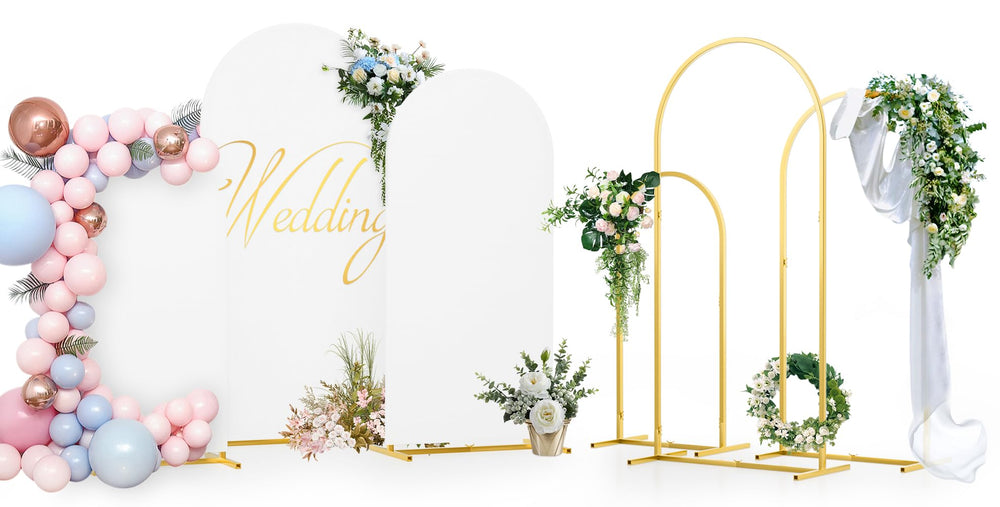 Lphianx gold arched frames front view showing elegant finish and stable base
