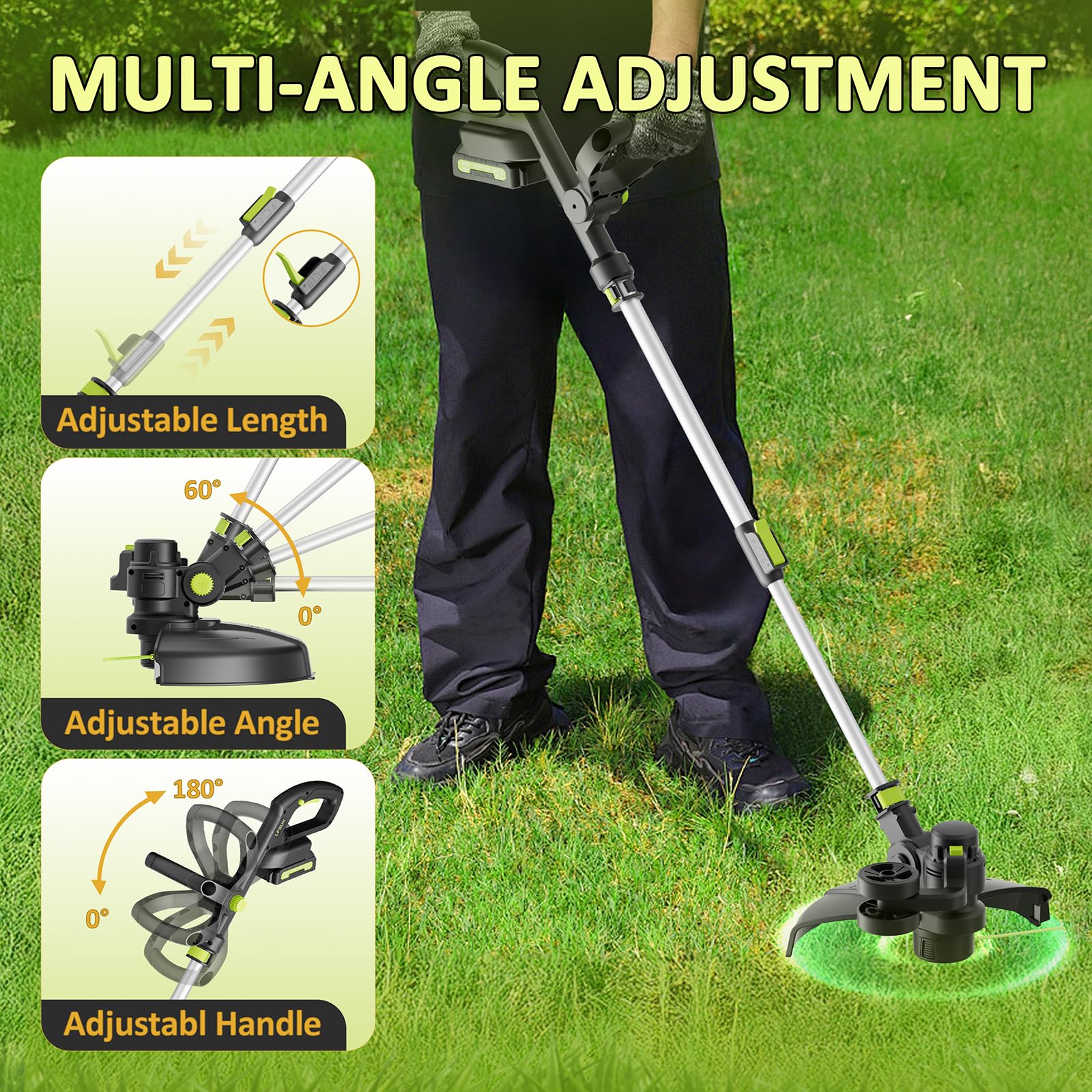 LPSUK adjustable handle and 60° head angle shown to reduce wrist and back strain