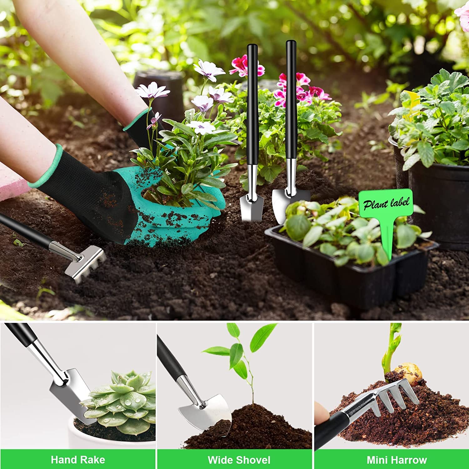 LQTTEK succulent tools detail with shovels and mini rake for gentle repotting