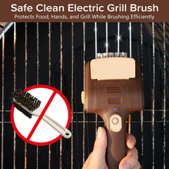 Lrly brush cleaning hot grill grates demonstrating quick residue removal