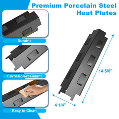 LS'BABQ porcelain-coated heat plate detail protecting burners and reducing flare-ups