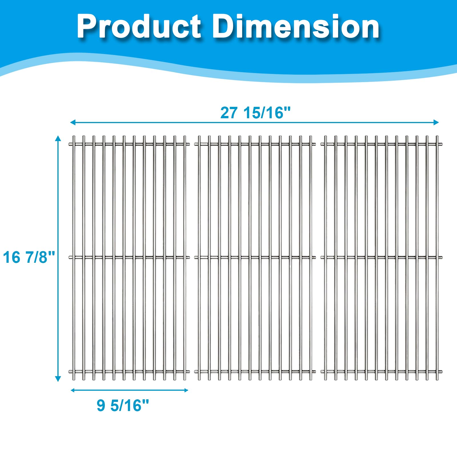 LS'BABQ close-up of stainless steel cooking grate highlighting durable finish