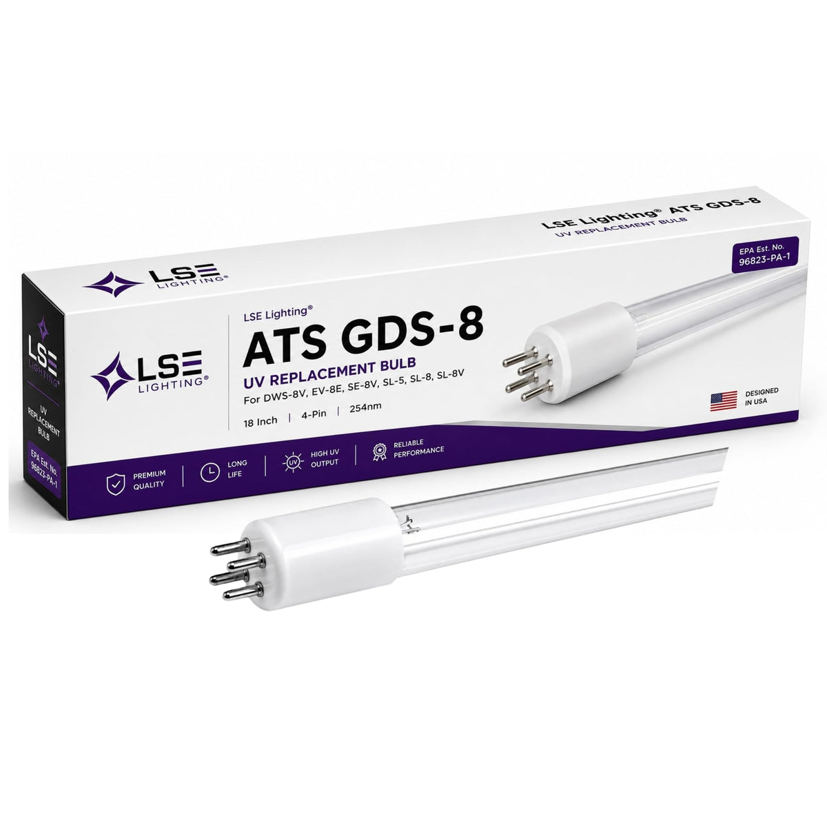 LSE Lighting front view of replacement bulb showing fit and labeling benefit: clear compatibility