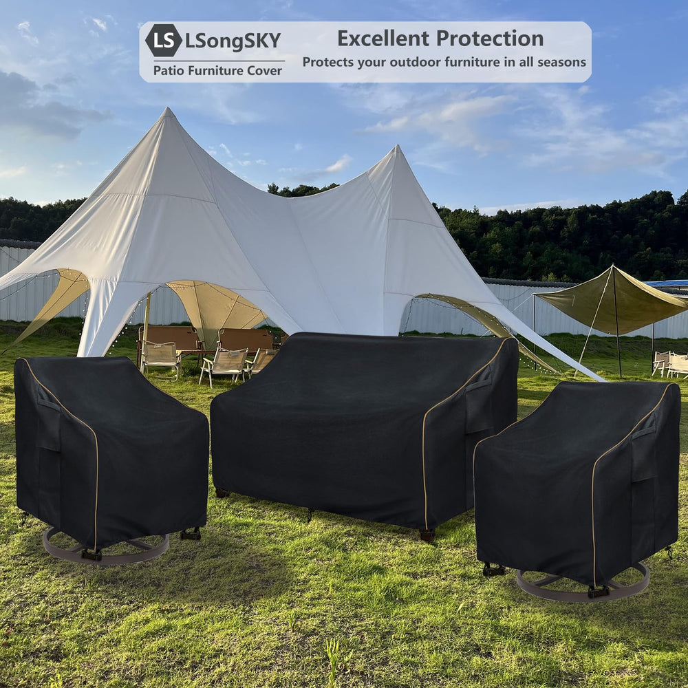 LSongSKY covered swivel lounge chair in backyard protecting furniture