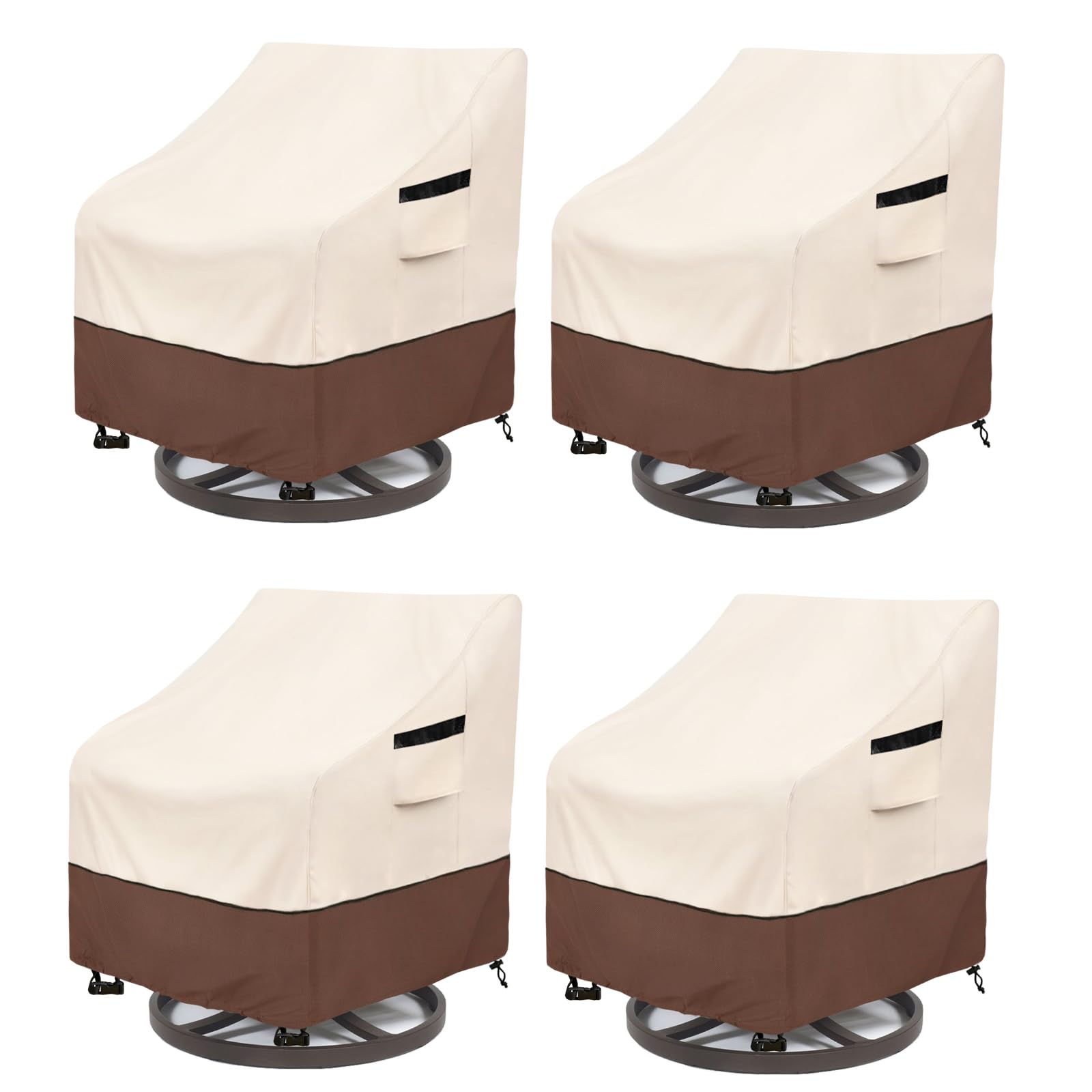 LSongSKY front view of four beige brown covers showing neat fit and protection