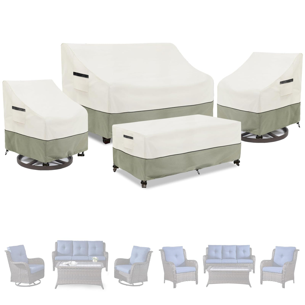 LSongSKY front view showing full 4-piece set protecting patio furniture