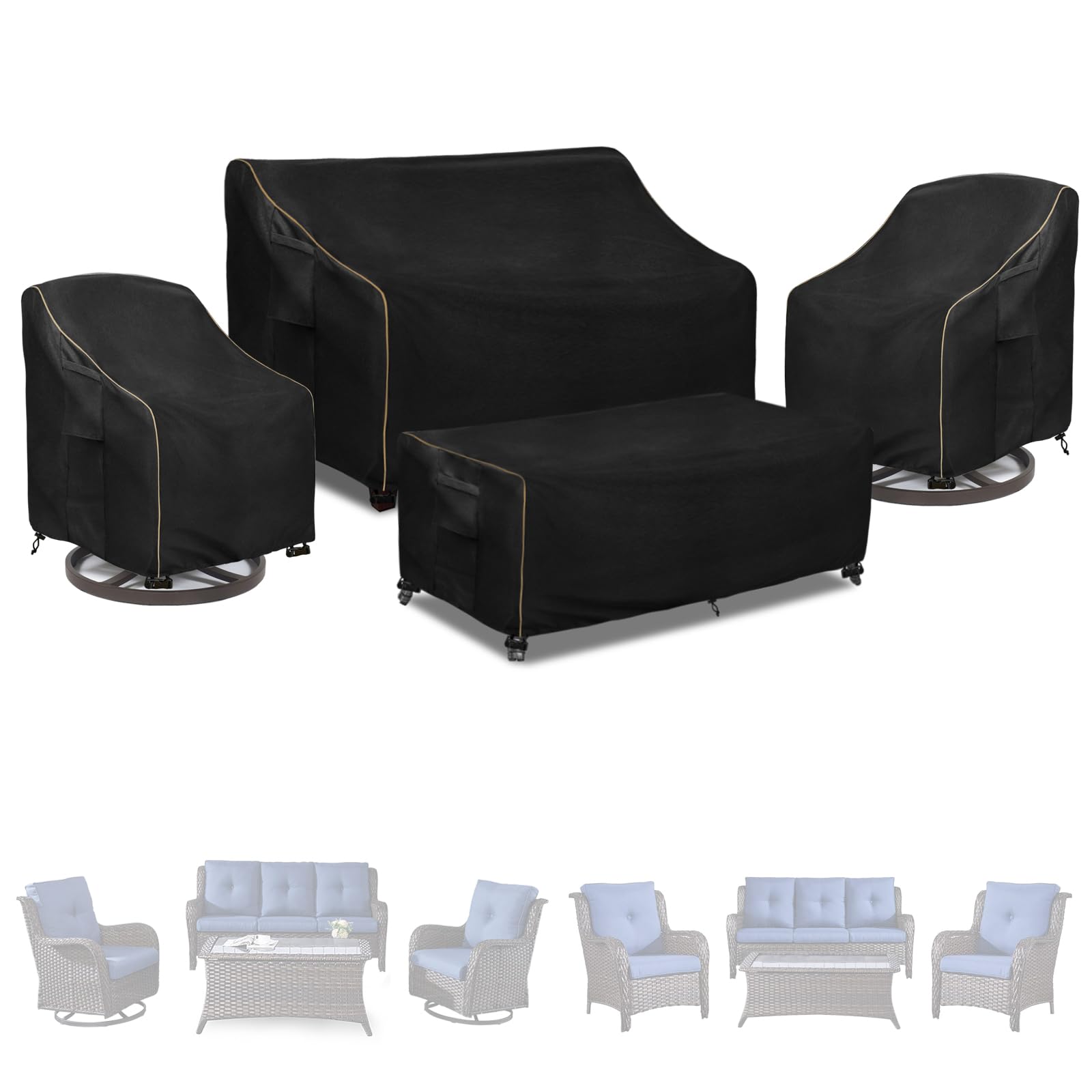 LSongSKY 3-seater cover front view protects sofa from rain