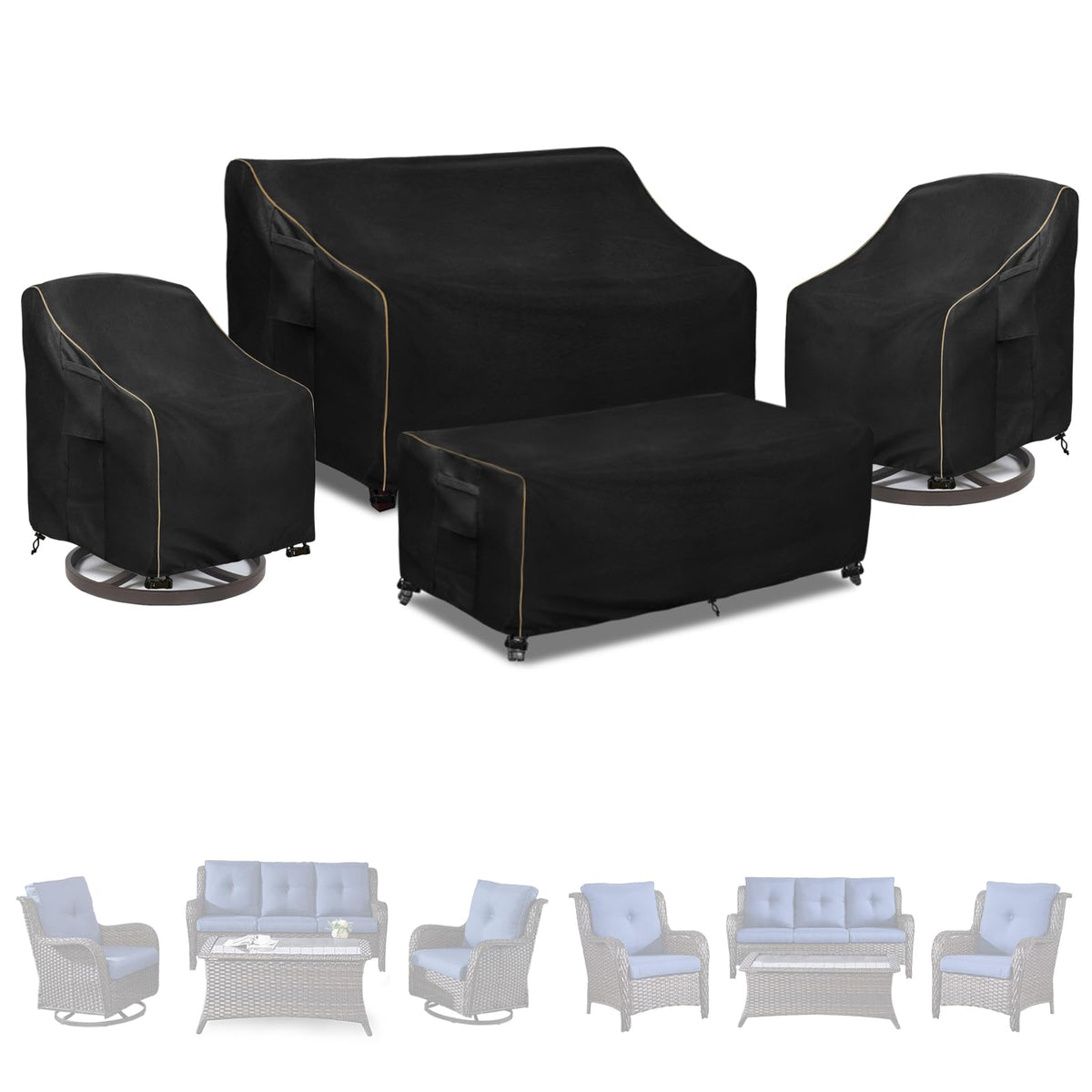 LSongSKY 3-seater cover front view protects sofa from rain