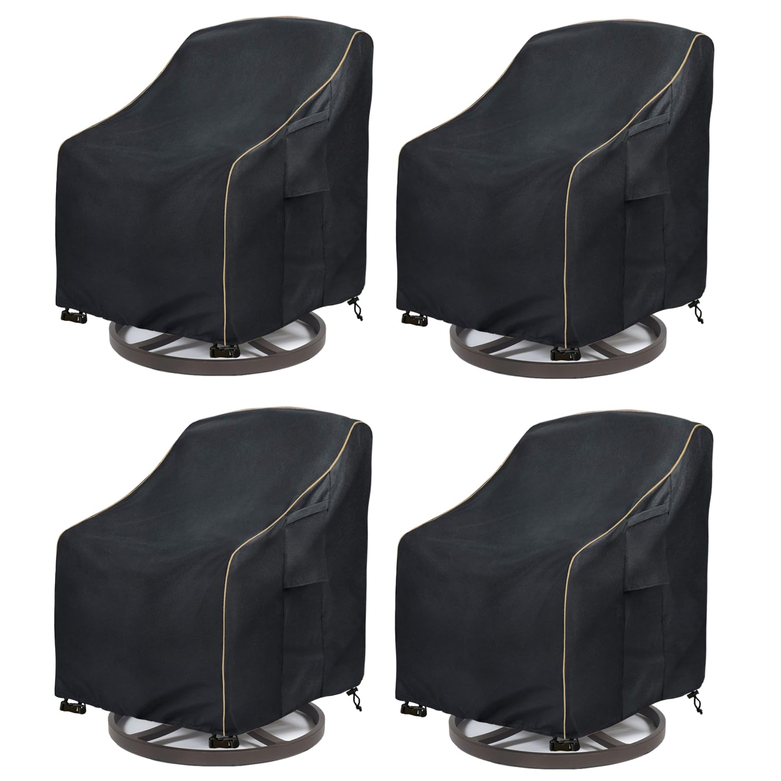 LSongSKY front view of four covers protecting chairs, durable weather protection